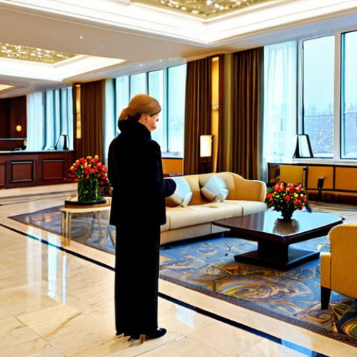 Home 19 Hotel Lobby - Warm and Inviting**
"A brightly lit, luxurious hotel lobby in Moscow, Russia. Modern design with comfortable seating areas, fresh flowers, and a friendly concierge at the front desk. Guests are arriving, dressed in stylish but modest winter clothing. Large windows show a snowy cityscape outside. Safe for work, appropriate content, fully clothed, professional, perfect anatomy, correct proportions, natural pose, high quality."
**