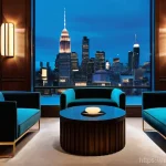 호텔관리사 시험을 준비하며 겪은 이야기 - **Art Deco Evening Lounge Ambiance**
A luxurious and inviting hotel lounge designed in a sophist...