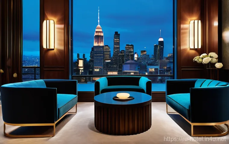 호텔관리사 시험을 준비하며 겪은 이야기 - **Art Deco Evening Lounge Ambiance**
A luxurious and inviting hotel lounge designed in a sophist...